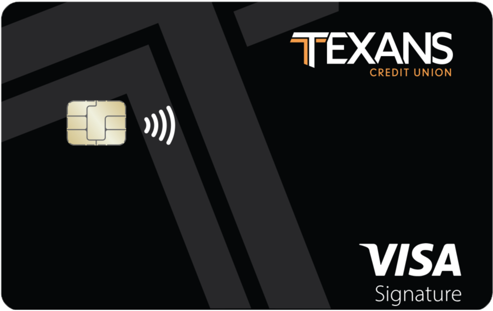 contactless credit card with black background and dark grey Texans icon