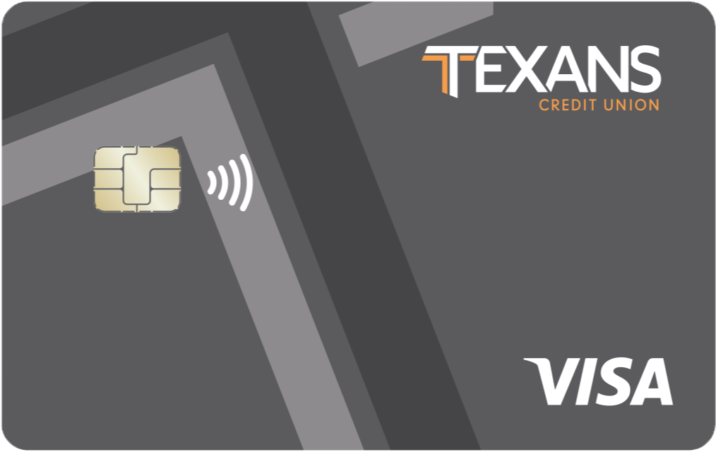 contactless credit card with grey background and two toned dark and light grey Texans icon