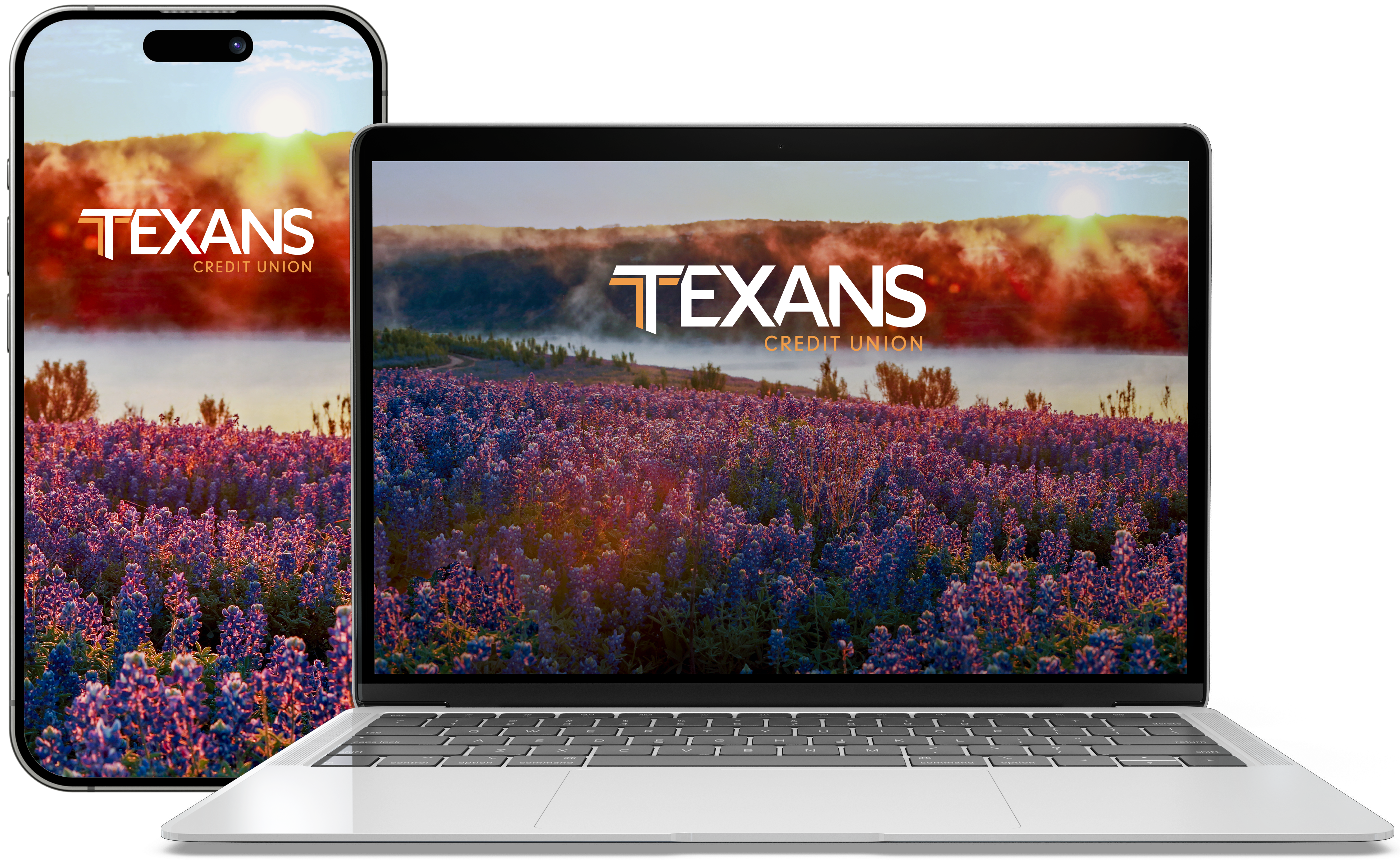 Laptop and smartphone with digital banking